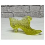 Fenton vaseline glass Daisy & button shoe
