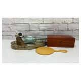 VTG dresser mirror, hat pins, Lane box, Bakelite