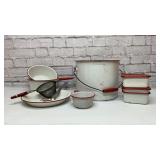 VTG red enamelware group