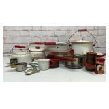 VTG red enamelware assortment