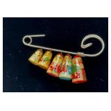 VTG MATROYSHKA RUSSIAN NESTING DOLLS BROOCH