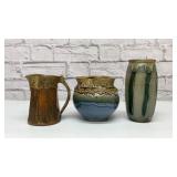 3 PCS STUDIO ART POTTERY 7.5