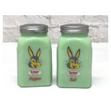 JADEITE BUNNY BREAD SALT & PEPPERS