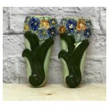Pair VTG WALL POCKETS FORGET-ME-NOTS
