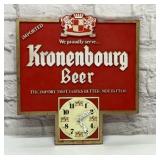 KRONENBOURG BEER CLOCK SIGN