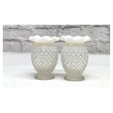 2 FENTON HOBNAIL RUFFLED VASES
