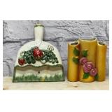 2 VTG WALL POCKETS, ROSES, STRAWBERRIES