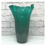 Huge Art Glass Ruffled Vase 15