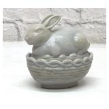 Gray Glass bunny on a basket 4