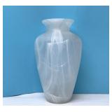 WHITE SWIRL ART GLASS VASE 12
