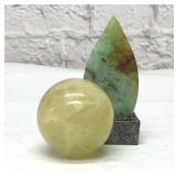 Crystals, raw jadeite, citrine sphere 2
