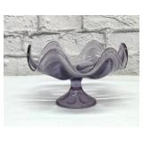 PRETTY PURPLE ART GLASS FLUTED CANDY DISH