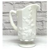 FANCY GRAPES MILK GLASS PITCHER