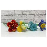 4 MURANO HAND BLOWN GLASS FLOWERS