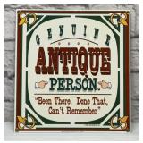 HUMOROUS GENUINE ANTIQU PERSON PORCELAIN SIGN