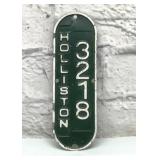 Vintage bicycle license plate, Holliston, Mass.