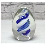 BLUE & WHITE SWIRL EGG PAPERWEIGHT