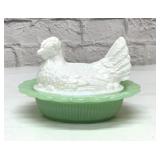 JADEITE & CARNIVAL HEN ON A NEST 7