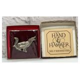 SILVER WOLVES BROOCH HAND & HAMMER