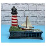 CAST IRON sailboat and lighthouse bank
