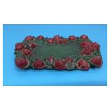 Victorian name card receiver rose plate