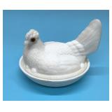 Westmoreland hen on a nest glass eyes 7