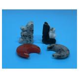 4 POLISHED QUARTZ CRYSTALS SQUIRRELS, MOONS