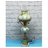 Vintage hand painted lamp on marble base