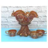 Imperial Carnival glass Punchbowl set Marigold