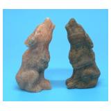 2 CARVED CRYSTAL COYOTES 2.5