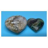 2 2 carved quartz polished heart crystals