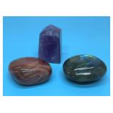 3 polished quartz crystals