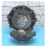 2 Imperial Carnival Glass windmill bowls