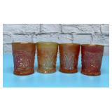 4 Waterlily and cat tail carnival glasses