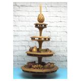 Hawaiian luau Lazy Susan with wooden fruit