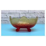 Jeanette glass Lombardi amberina footed bowl