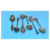 6 sterling, silver travel, spoons souvenirs 45.93g