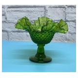 FENTON RUFFLED HOBNAIL COMPOTE