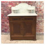 Antique mahogany wash stand with marble top