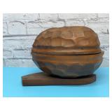 Lg acorn nut bowl with hammer 13