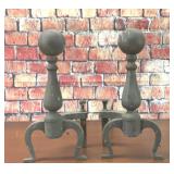 Antique Cannonball Andirons
