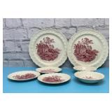 TAYLOR SMITH RED TRANSFERWARE CHINA