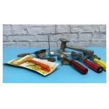 Assorted kitchen tools, ice cream scoops