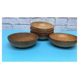 5 wooden salad bowls