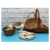 Vintage baskets and seashells
