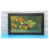 Framed art still life fruit 12x20