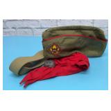 VTG. Boy Scout, hat, belt, & neckerchief & slide
