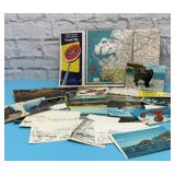 Vintage gulf map, postcards, and correspondence