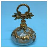 VTG ORMOLU PERFUME BOTTLE WITH GLASS STOPPER