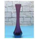 Art glass amethyst vase, blue base 8.5